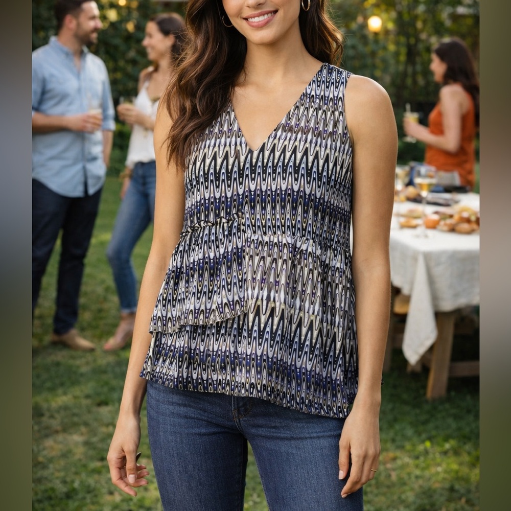 KENSIE PEPLUM SLEEVELESS TOP